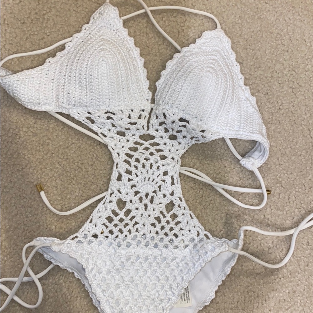 White crochet one piece